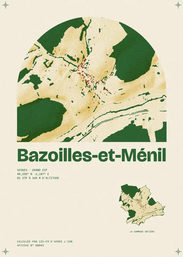 Affiche de Bazoilles-et-Ménil, calculée par 123-fr d'après l'IGN
