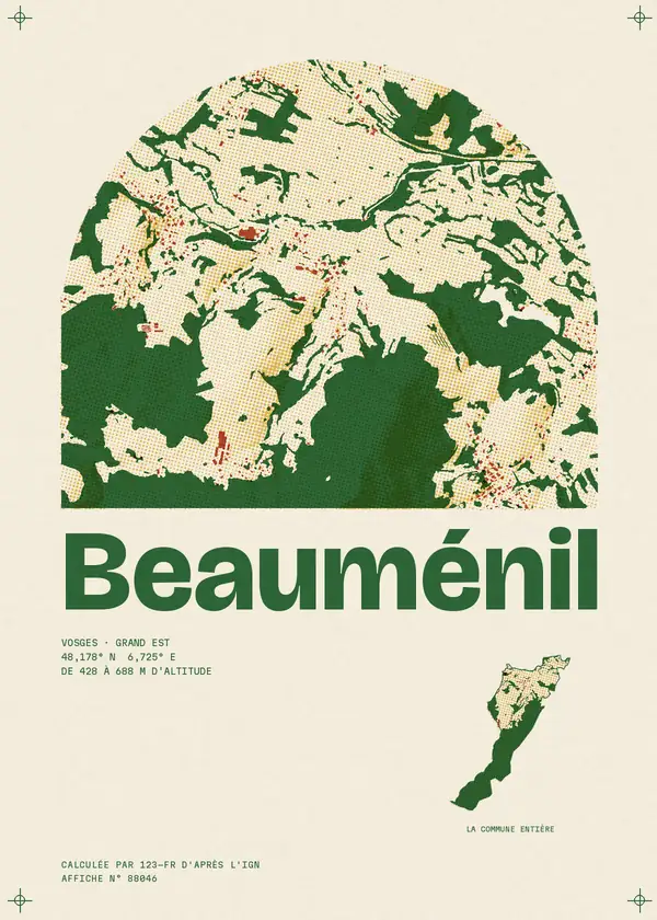 Affiche de Beauménil, calculée par 123-fr d'après l'IGN