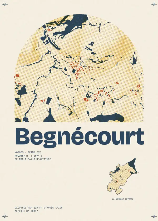 Affiche de Begnécourt, calculée par 123-fr d'après l'IGN