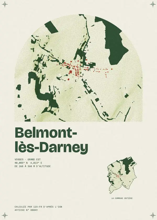 Affiche de Belmont-lès-Darney, calculée par 123-fr d'après l'IGN