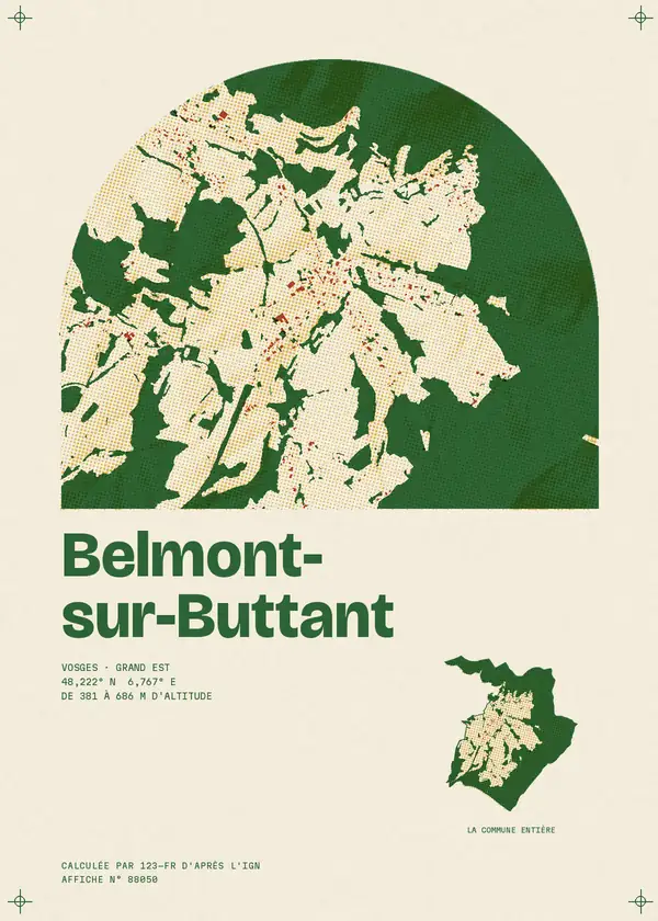 Affiche de Belmont-sur-Buttant, calculée par 123-fr d'après l'IGN