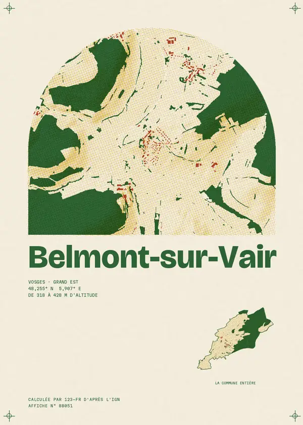 Affiche de Belmont-sur-Vair, calculée par 123-fr d'après l'IGN
