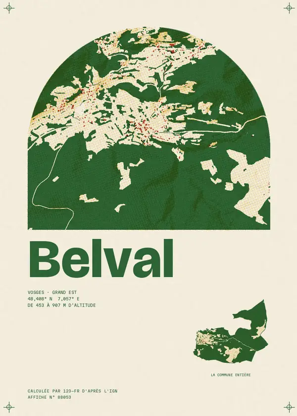 Affiche de Belval, calculée par 123-fr d'après l'IGN