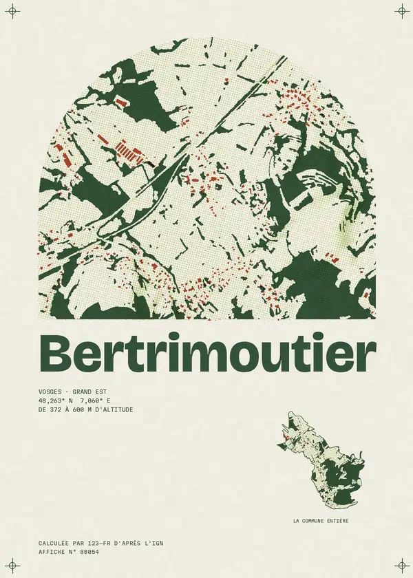 Affiche de Bertrimoutier, calculée par 123-fr d'après l'IGN