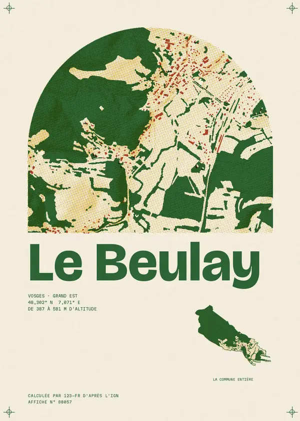 Affiche de Le Beulay, calculée par 123-fr d'après l'IGN