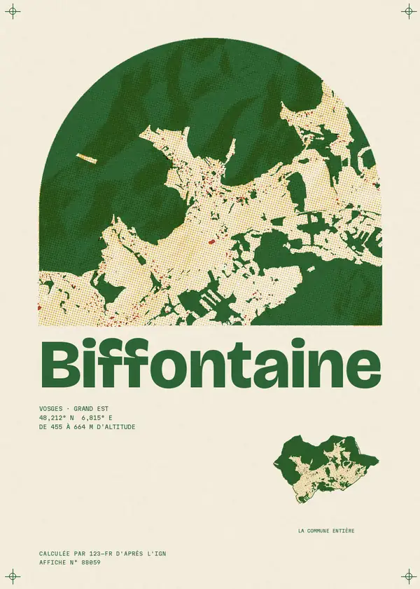 Affiche de Biffontaine, calculée par 123-fr d'après l'IGN