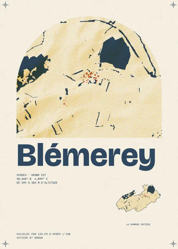Affiche de Blémerey, calculée par 123-fr d'après l'IGN