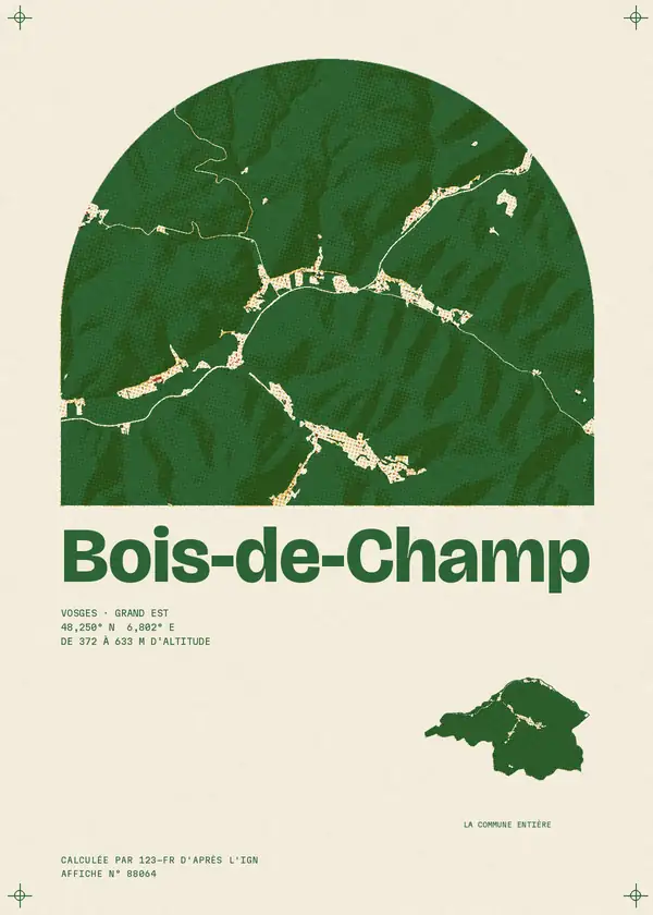 Affiche de Bois-de-Champ, calculée par 123-fr d'après l'IGN