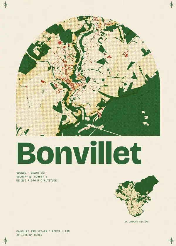 Affiche de Bonvillet, calculée par 123-fr d'après l'IGN