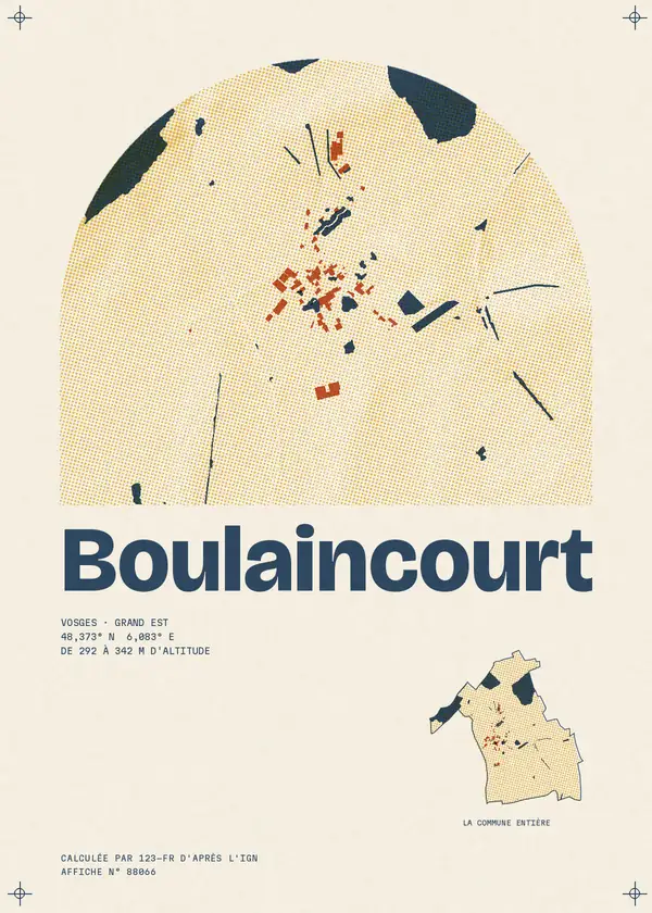 Affiche de Boulaincourt, calculée par 123-fr d'après l'IGN