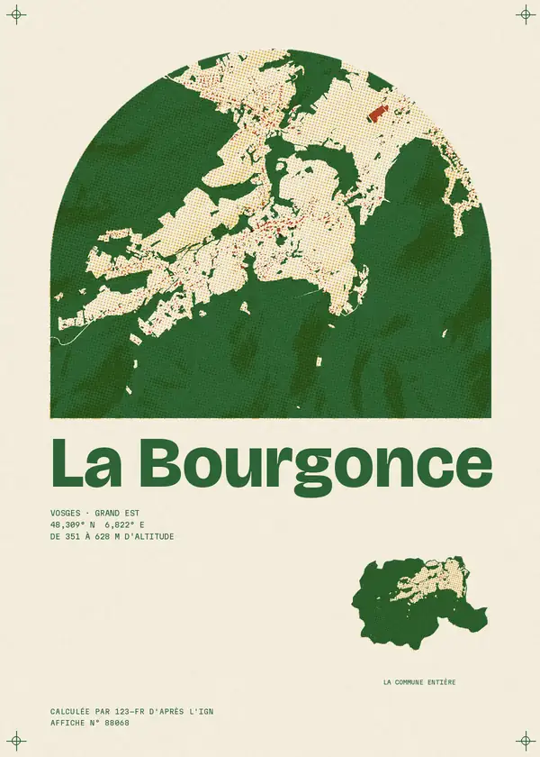 Affiche de La Bourgonce, calculée par 123-fr d'après l'IGN