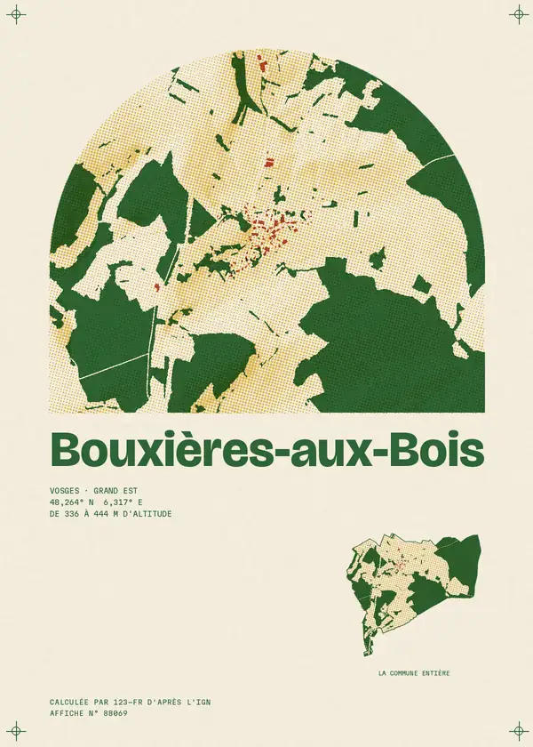 Affiche de Bouxières-aux-Bois, calculée par 123-fr d'après l'IGN