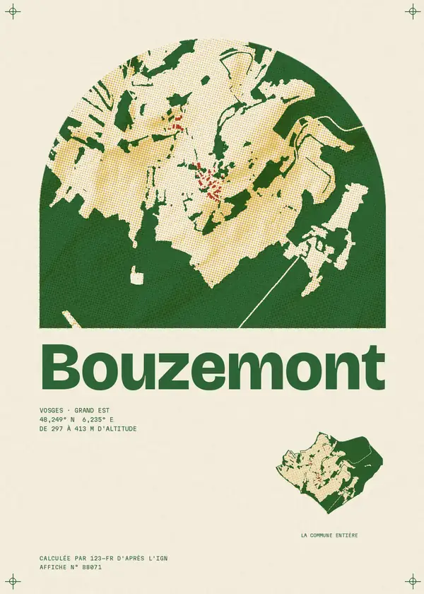 Affiche de Bouzemont, calculée par 123-fr d'après l'IGN