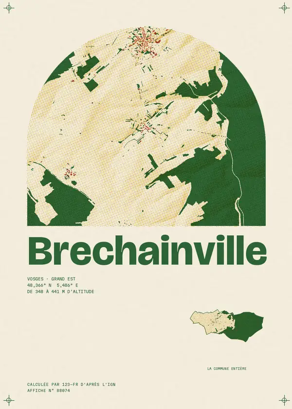Affiche de Brechainville, calculée par 123-fr d'après l'IGN