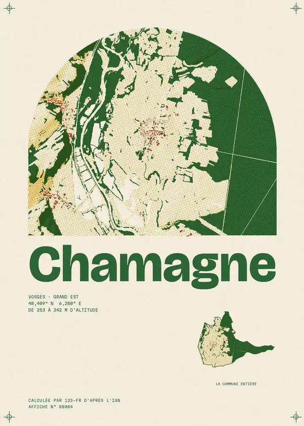 Affiche de Chamagne, calculée par 123-fr d'après l'IGN