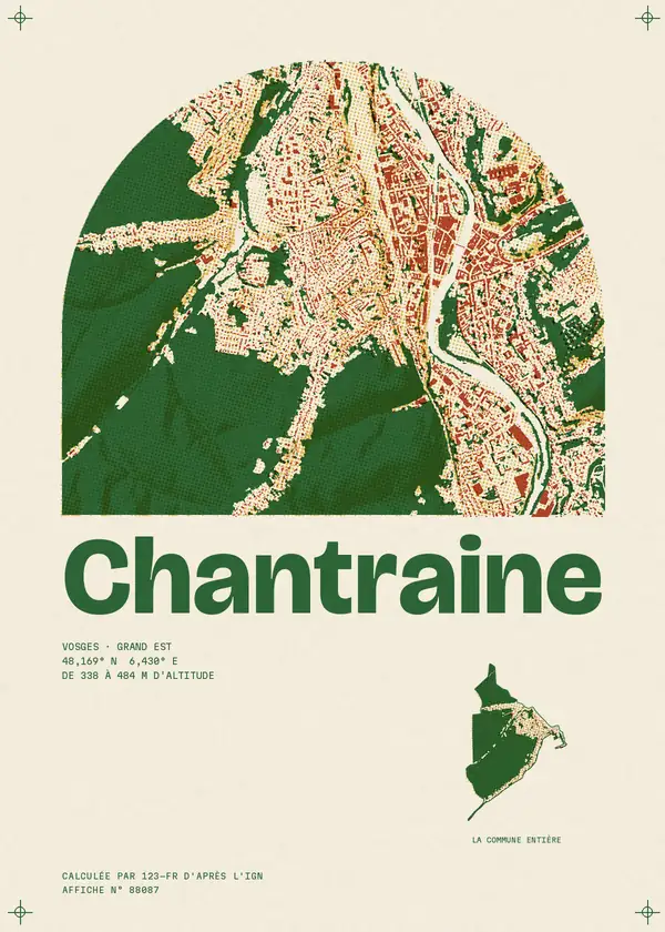 Affiche de Chantraine, calculée par 123-fr d'après l'IGN