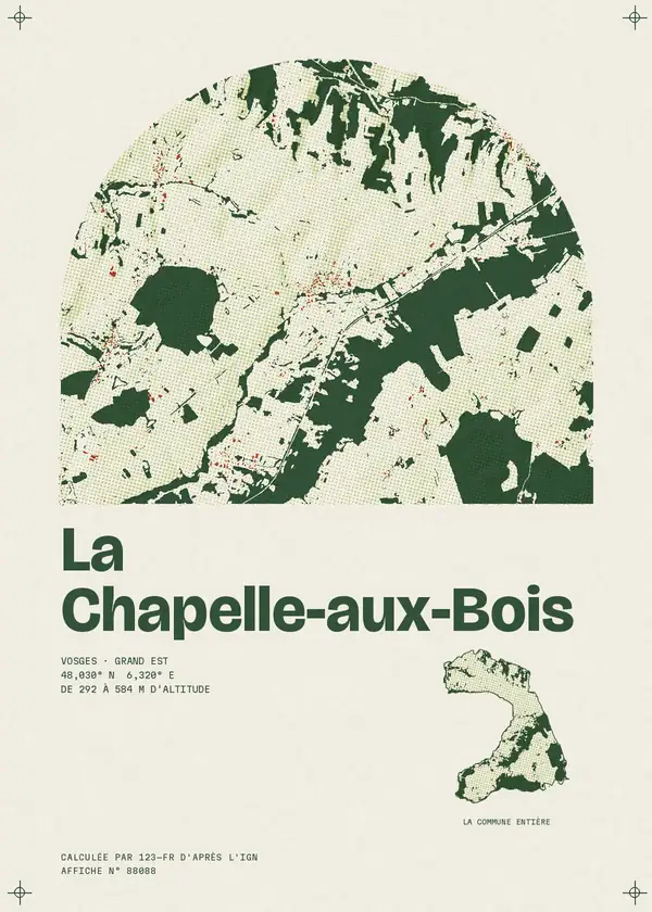 Affiche de La Chapelle-aux-Bois, calculée par 123-fr d'après l'IGN