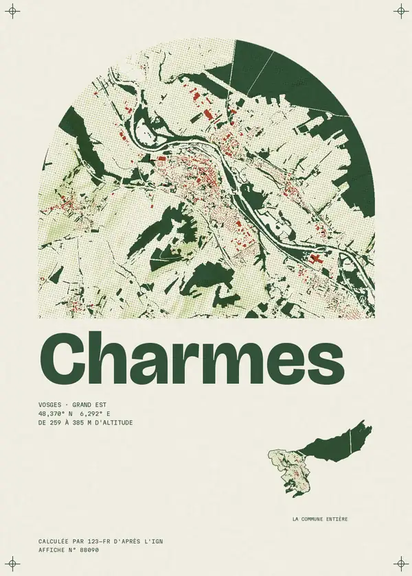 Affiche de Charmes, calculée par 123-fr d'après l'IGN