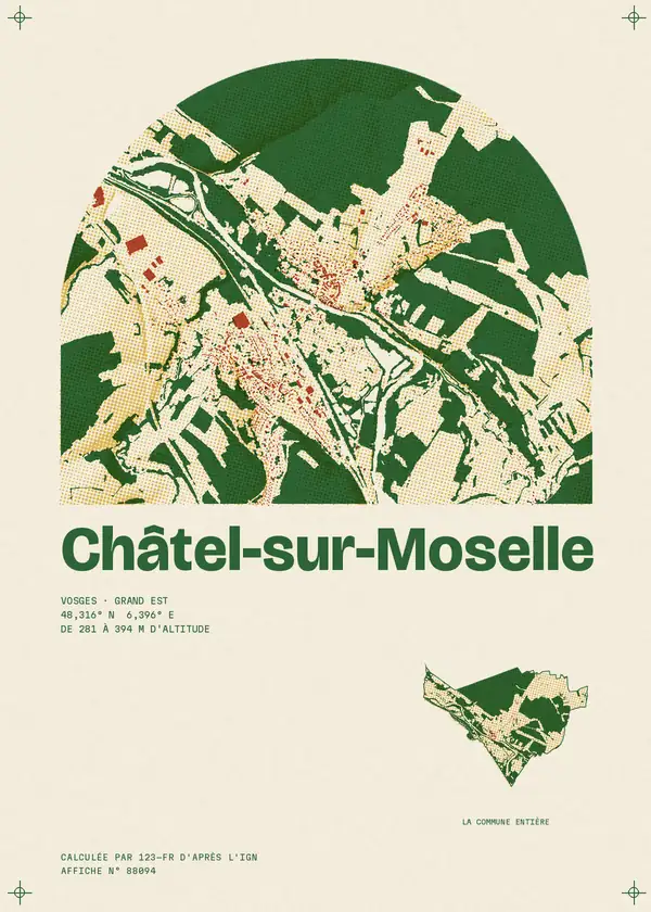 Affiche de Châtel-sur-Moselle, calculée par 123-fr d'après l'IGN