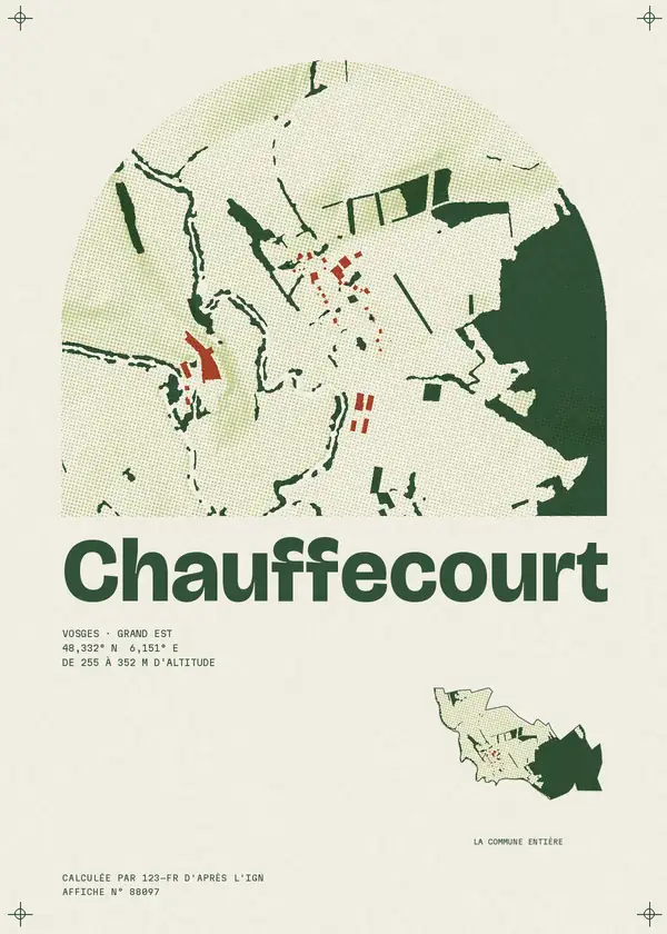 Affiche de Chauffecourt, calculée par 123-fr d'après l'IGN