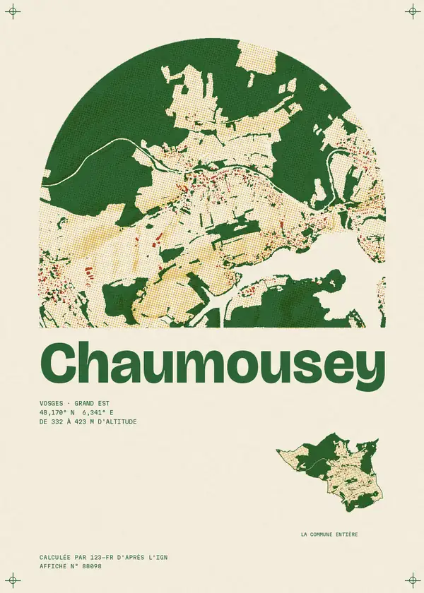 Affiche de Chaumousey, calculée par 123-fr d'après l'IGN