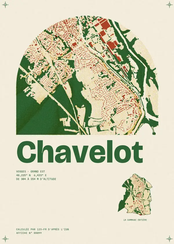 Affiche de Chavelot, calculée par 123-fr d'après l'IGN