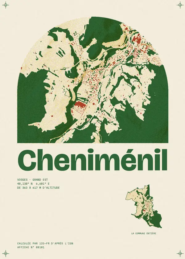 Affiche de Cheniménil, calculée par 123-fr d'après l'IGN