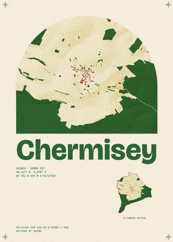 Affiche de Chermisey, calculée par 123-fr d'après l'IGN