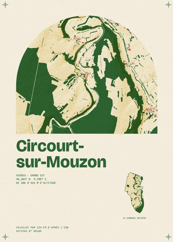 Affiche de Circourt-sur-Mouzon, calculée par 123-fr d'après l'IGN