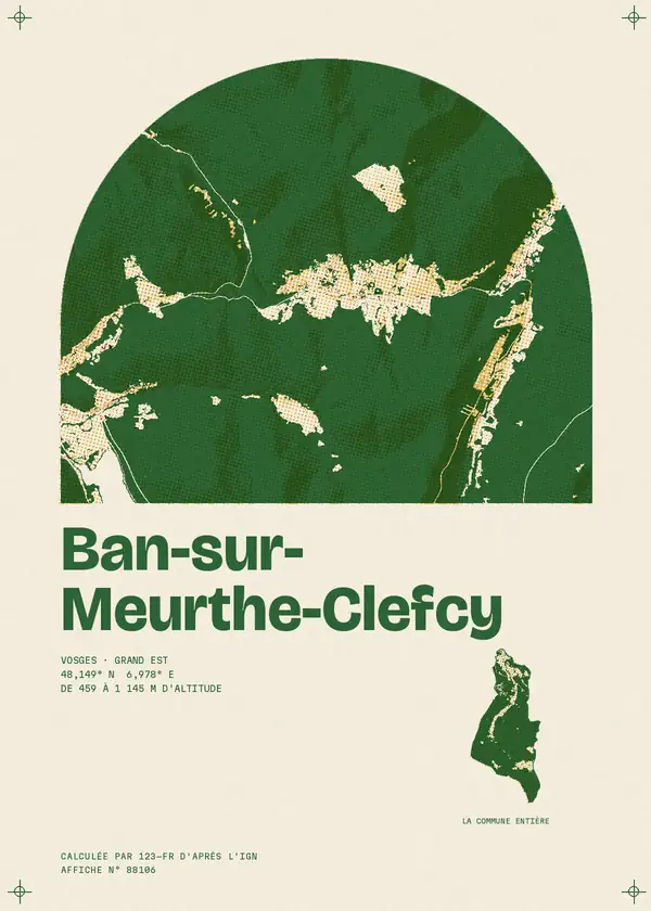 Affiche de Ban-sur-Meurthe-Clefcy, calculée par 123-fr d'après l'IGN