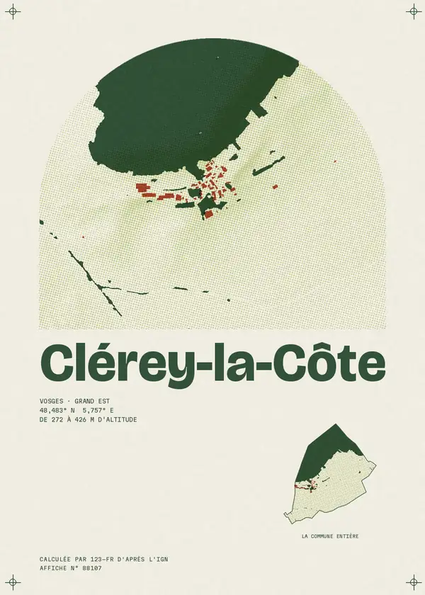 Affiche de Clérey-la-Côte, calculée par 123-fr d'après l'IGN