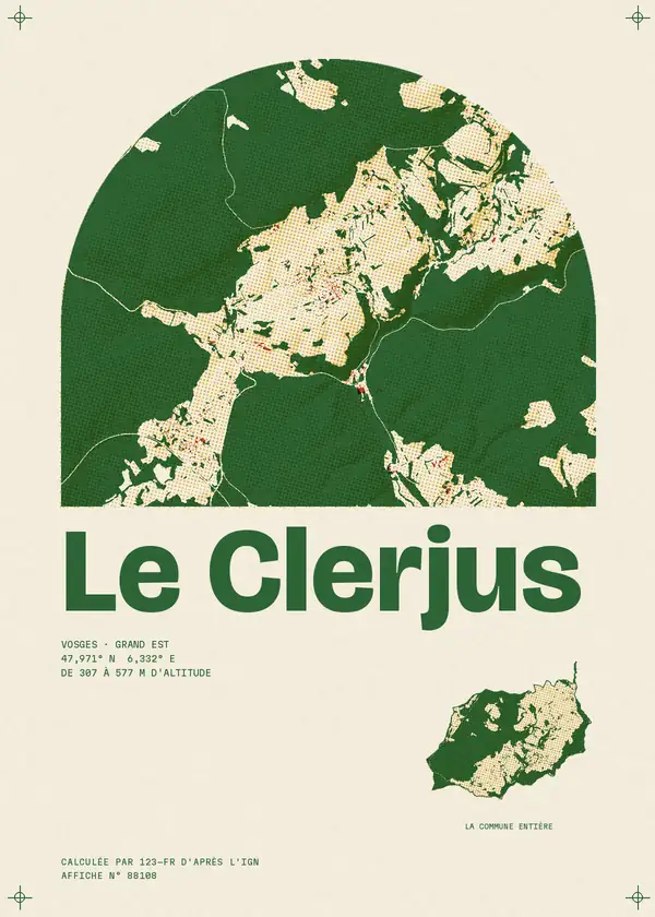 Affiche de Le Clerjus, calculée par 123-fr d'après l'IGN