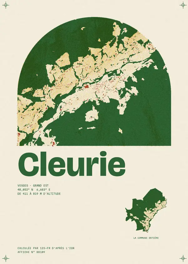 Affiche de Cleurie, calculée par 123-fr d'après l'IGN