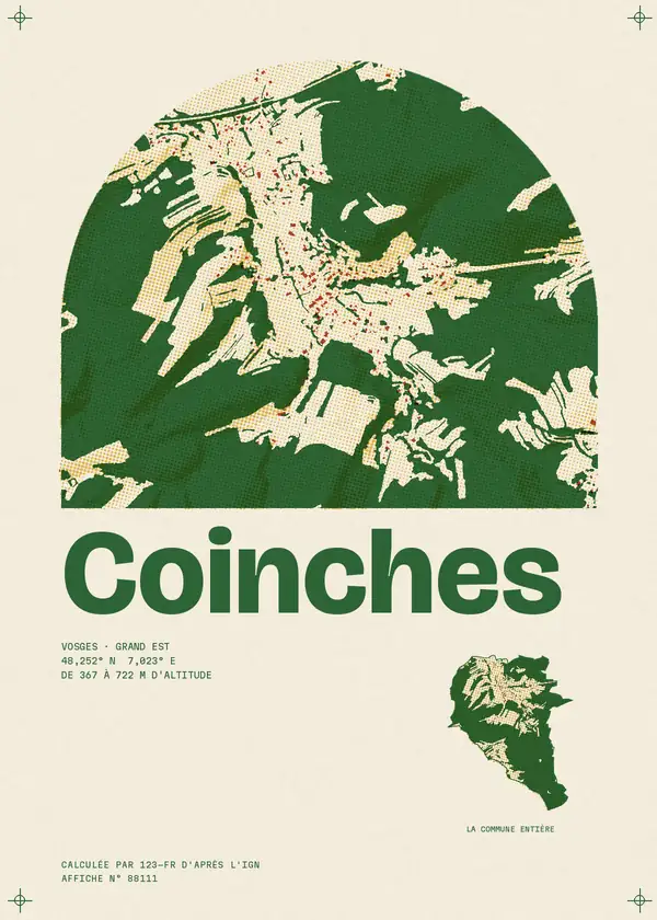 Affiche de Coinches, calculée par 123-fr d'après l'IGN