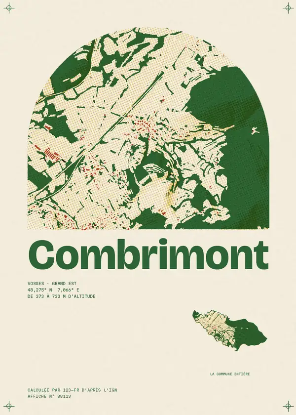 Affiche de Combrimont, calculée par 123-fr d'après l'IGN