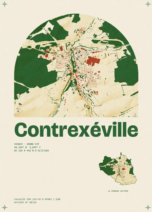 Affiche de Contrexéville, calculée par 123-fr d'après l'IGN