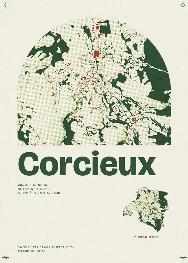 Affiche de Corcieux, calculée par 123-fr d'après l'IGN