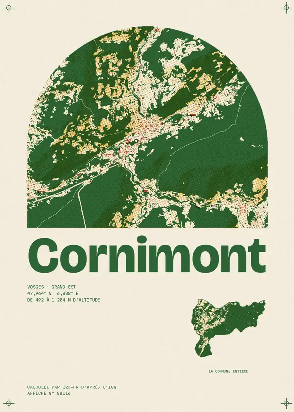 Affiche de Cornimont, calculée par 123-fr d'après l'IGN