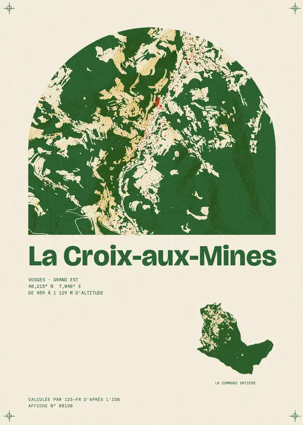 Affiche de La Croix-aux-Mines, calculée par 123-fr d'après l'IGN