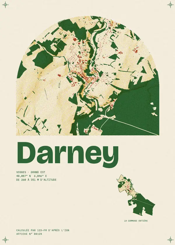 Affiche de Darney, calculée par 123-fr d'après l'IGN