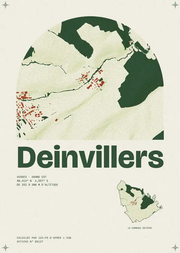 Affiche de Deinvillers, calculée par 123-fr d'après l'IGN