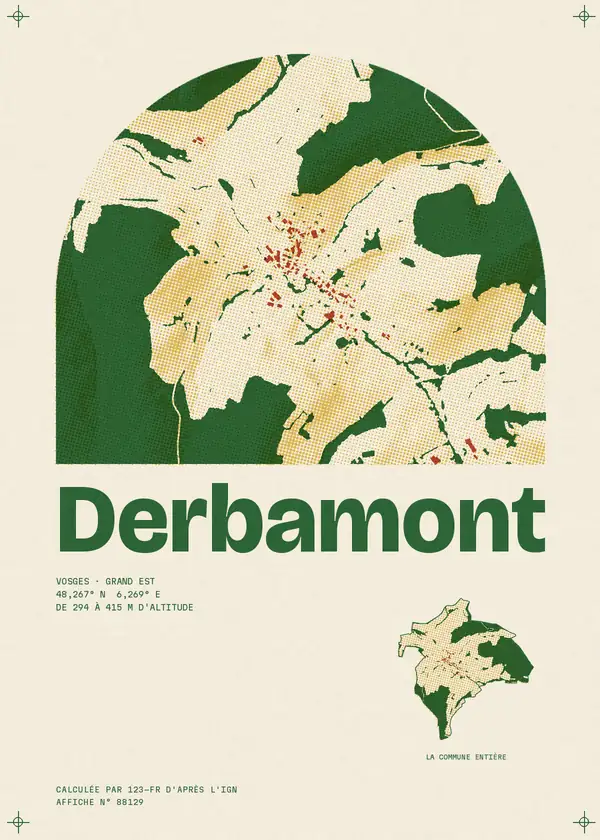 Affiche de Derbamont, calculée par 123-fr d'après l'IGN