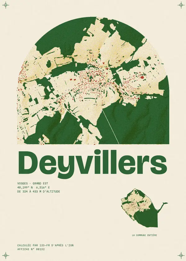 Affiche de Deyvillers, calculée par 123-fr d'après l'IGN