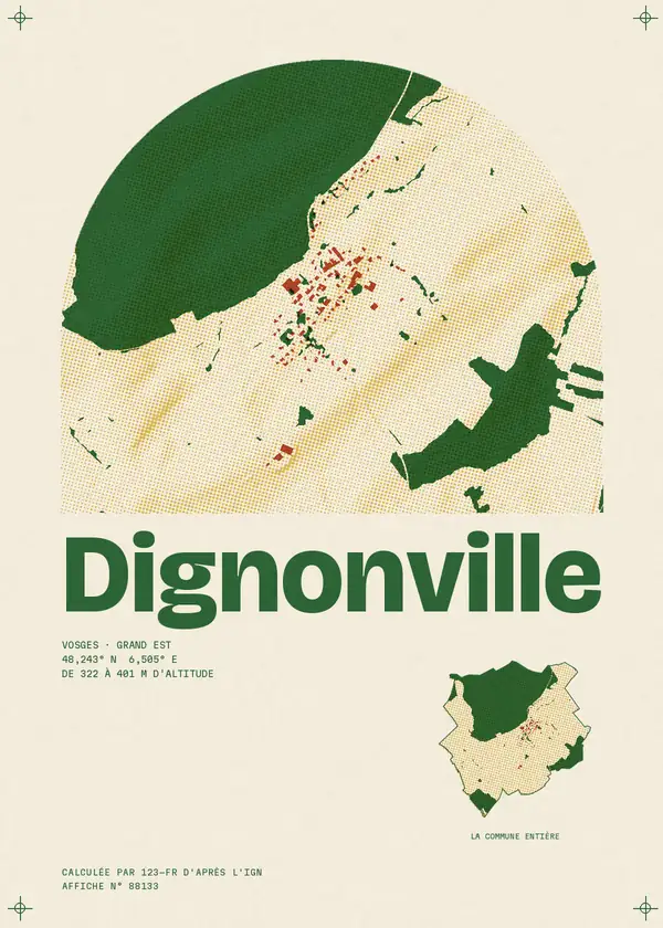 Affiche de Dignonville, calculée par 123-fr d'après l'IGN
