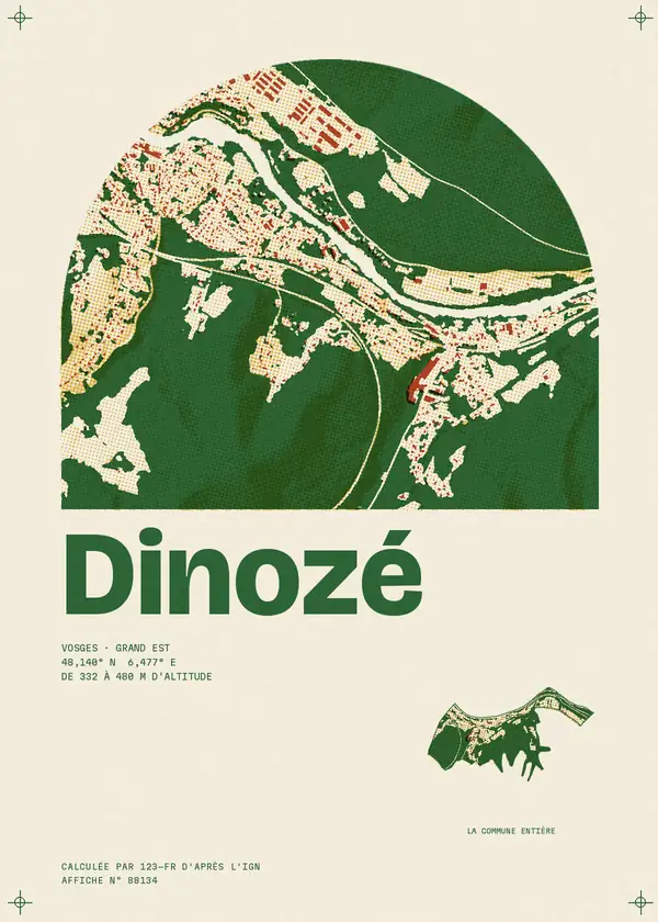 Affiche de Dinozé, calculée par 123-fr d'après l'IGN