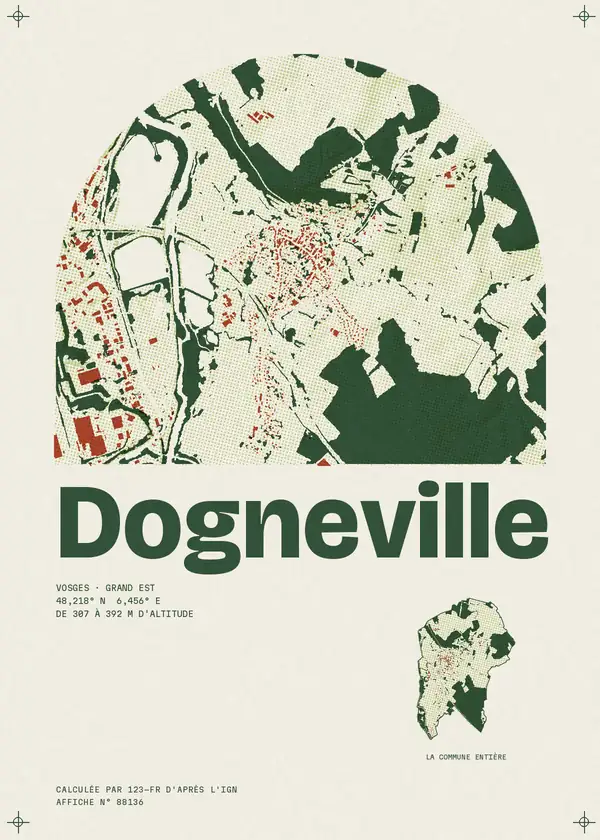 Affiche de Dogneville, calculée par 123-fr d'après l'IGN