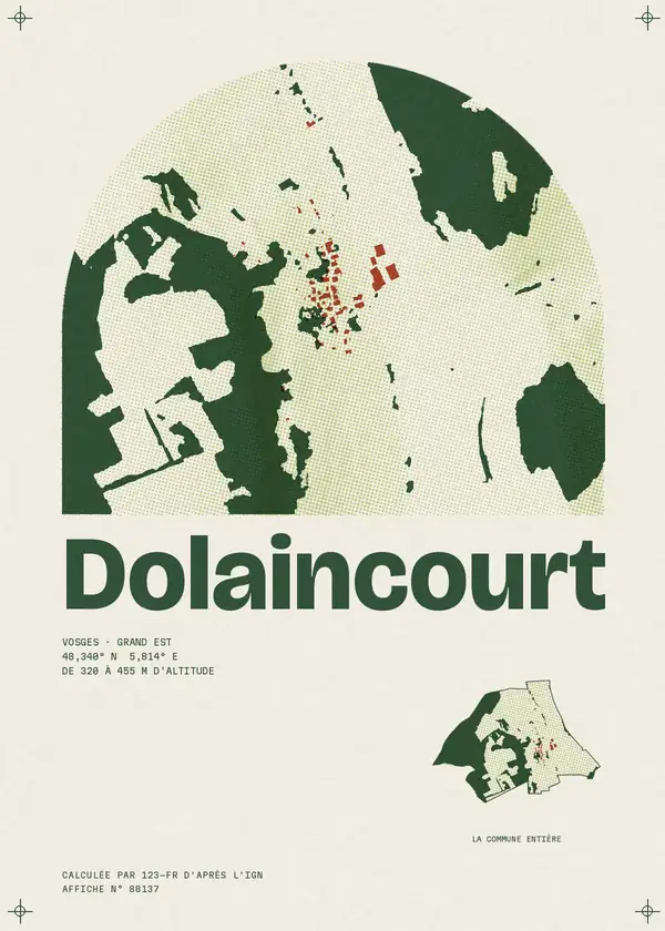 Affiche de Dolaincourt, calculée par 123-fr d'après l'IGN