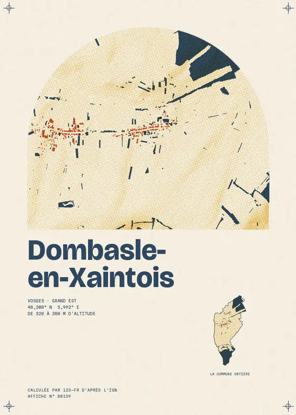 Affiche de Dombasle-en-Xaintois, calculée par 123-fr d'après l'IGN