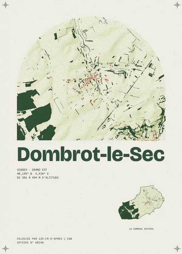 Affiche de Dombrot-le-Sec, calculée par 123-fr d'après l'IGN