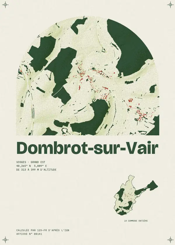 Affiche de Dombrot-sur-Vair, calculée par 123-fr d'après l'IGN